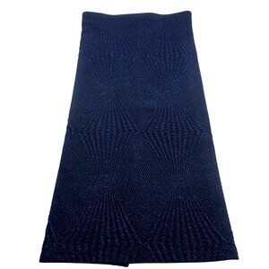 Zara Black and Blue Ribbed Maxi Pencil Skirt